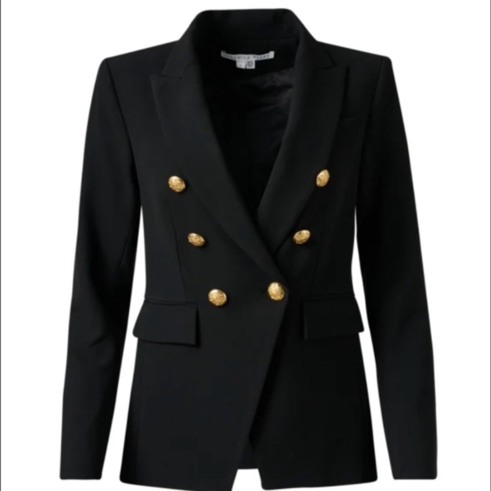Veronica Beard Black Double-Breasted Blazer with Gold Buttons - Picture 13 of 16